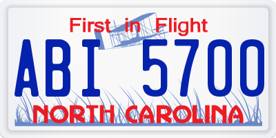 NC license plate ABI5700