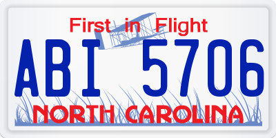 NC license plate ABI5706