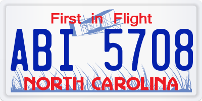 NC license plate ABI5708