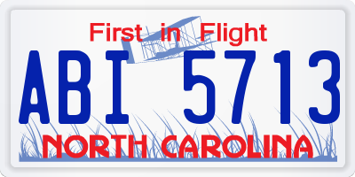 NC license plate ABI5713