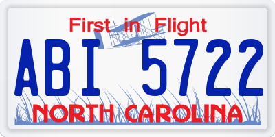 NC license plate ABI5722