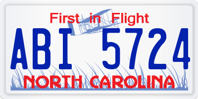 NC license plate ABI5724