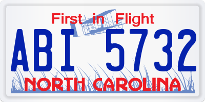 NC license plate ABI5732