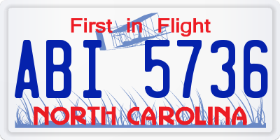 NC license plate ABI5736