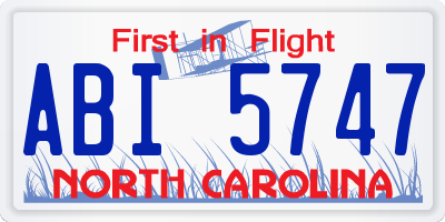 NC license plate ABI5747