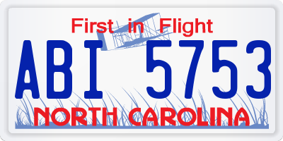 NC license plate ABI5753