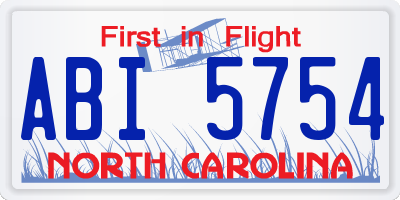 NC license plate ABI5754