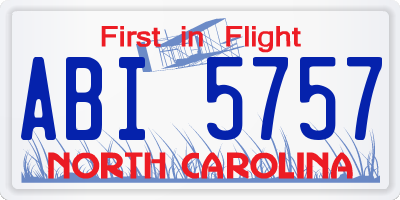 NC license plate ABI5757