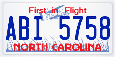 NC license plate ABI5758