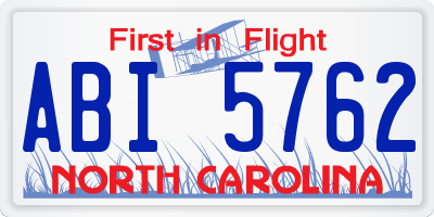NC license plate ABI5762