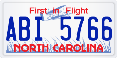 NC license plate ABI5766