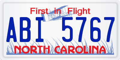 NC license plate ABI5767