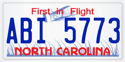 NC license plate ABI5773