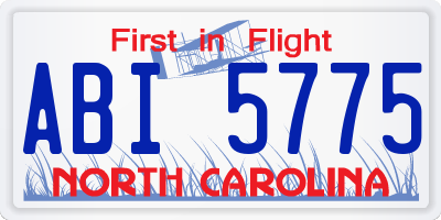 NC license plate ABI5775