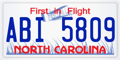 NC license plate ABI5809