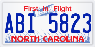 NC license plate ABI5823