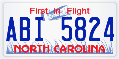 NC license plate ABI5824