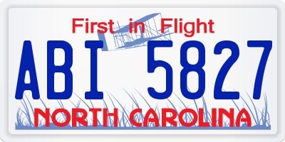NC license plate ABI5827