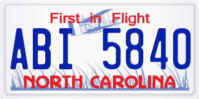 NC license plate ABI5840