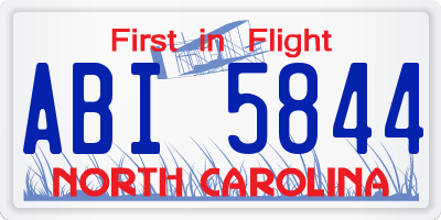 NC license plate ABI5844