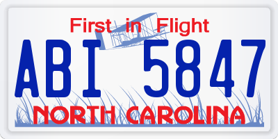 NC license plate ABI5847