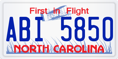 NC license plate ABI5850