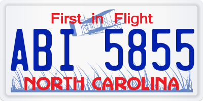 NC license plate ABI5855