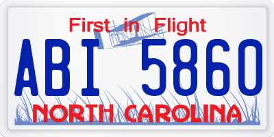 NC license plate ABI5860