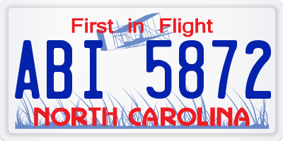 NC license plate ABI5872