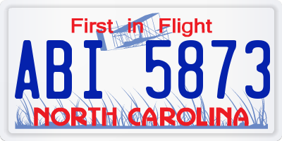 NC license plate ABI5873