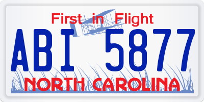 NC license plate ABI5877