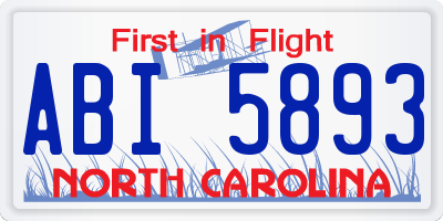 NC license plate ABI5893