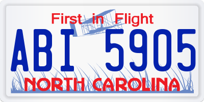 NC license plate ABI5905