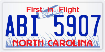 NC license plate ABI5907
