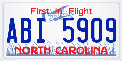 NC license plate ABI5909