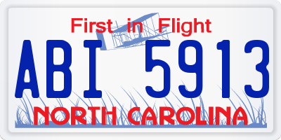 NC license plate ABI5913