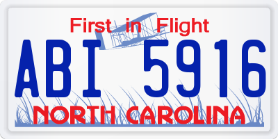 NC license plate ABI5916