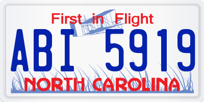 NC license plate ABI5919