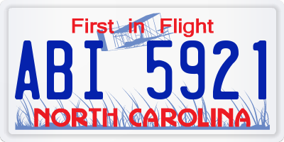 NC license plate ABI5921