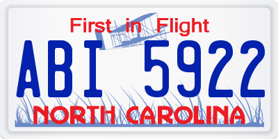 NC license plate ABI5922