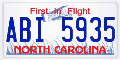 NC license plate ABI5935