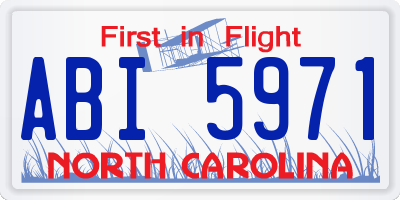 NC license plate ABI5971