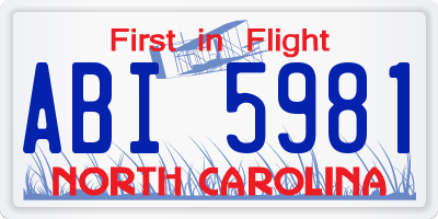 NC license plate ABI5981