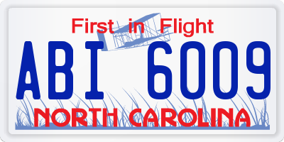 NC license plate ABI6009