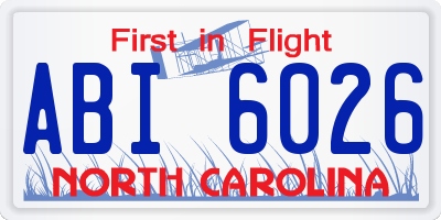 NC license plate ABI6026