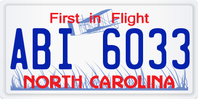 NC license plate ABI6033