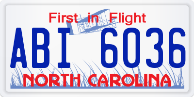 NC license plate ABI6036