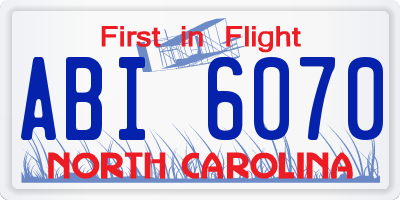 NC license plate ABI6070