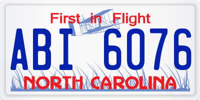 NC license plate ABI6076