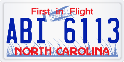 NC license plate ABI6113